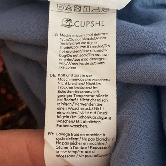 Cupshe Blue Cotton Wide Leg Rompers V Neck Sleeveless Romper NWOT SKU1096 - Picture 7 of 9